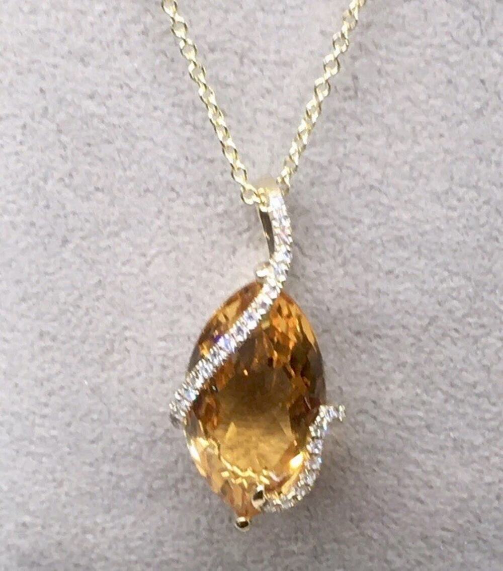 NEW! Effy Marquis Citrine & Diamond Pendant Necklace / A Great Gift !/ $3,750